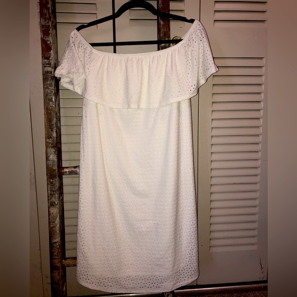 NWT Maurices Eyelet Off the Shoulder Dress White - Picture 1 of 2